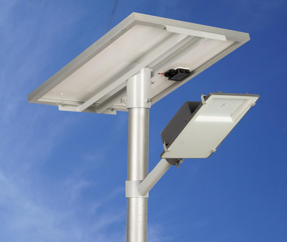Semi Integrated Solar Street Light Separate Battery Box Model 30 Watt Light 12.8V 78Ah Battery 165W Solar Panel 4