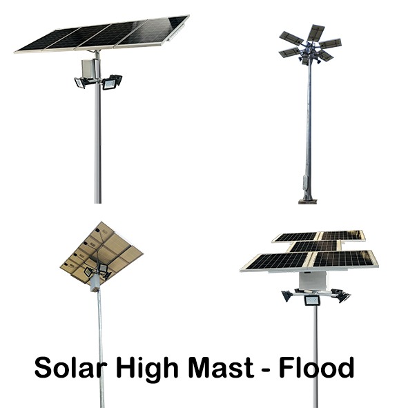 Solar Flood Light High Mast 30W x 2 Light 12.8V 78Ah Battery 165Wp Solar Panel with 6M RO Pole 2